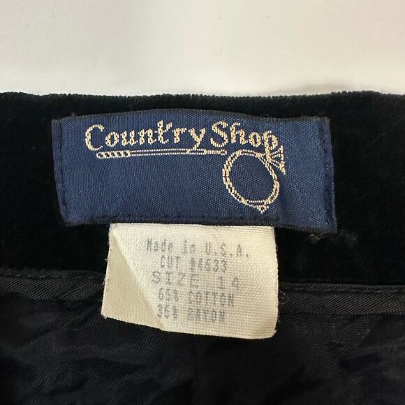 Country Shop Vintage Size 14 Black Velvet High Waisted Pants, Made in U.S.A. - Picture 5 of 8